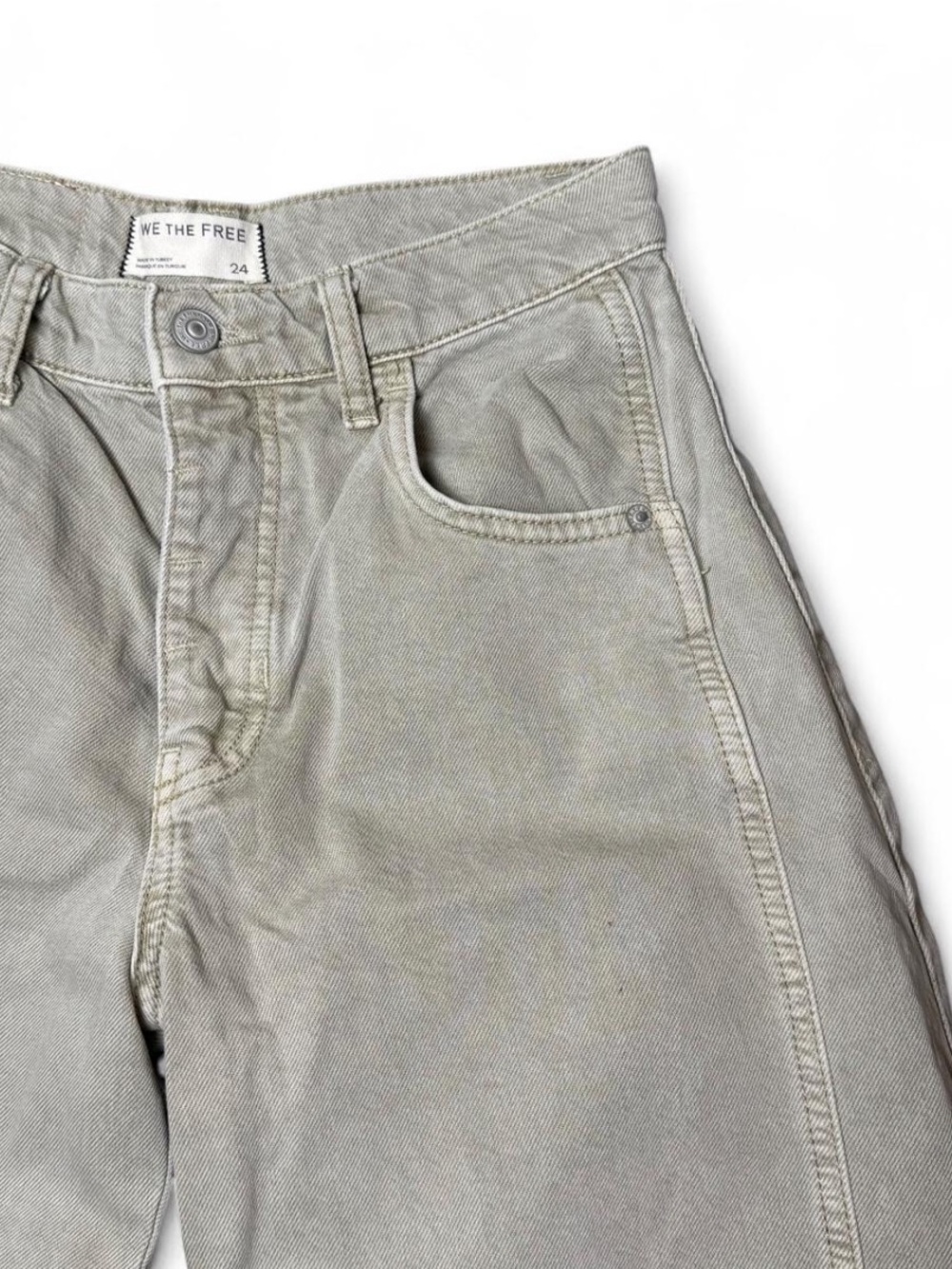 We The Free Mid Rise Barrel Leg Cargo Pants in Khaki Women’s Size 24 - Picture 4 of 6